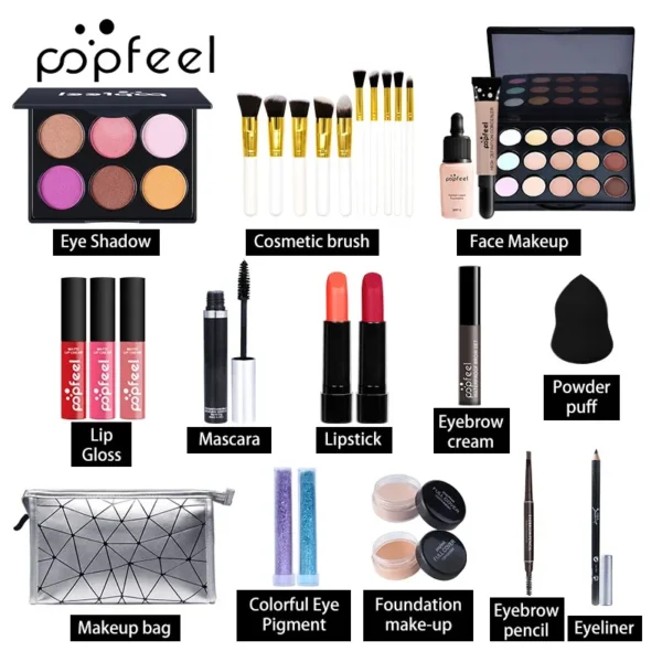 Kit Completo de Maquiagem Profissional para Mulheres – Sombra, Pó, Base e Blush - Image 2