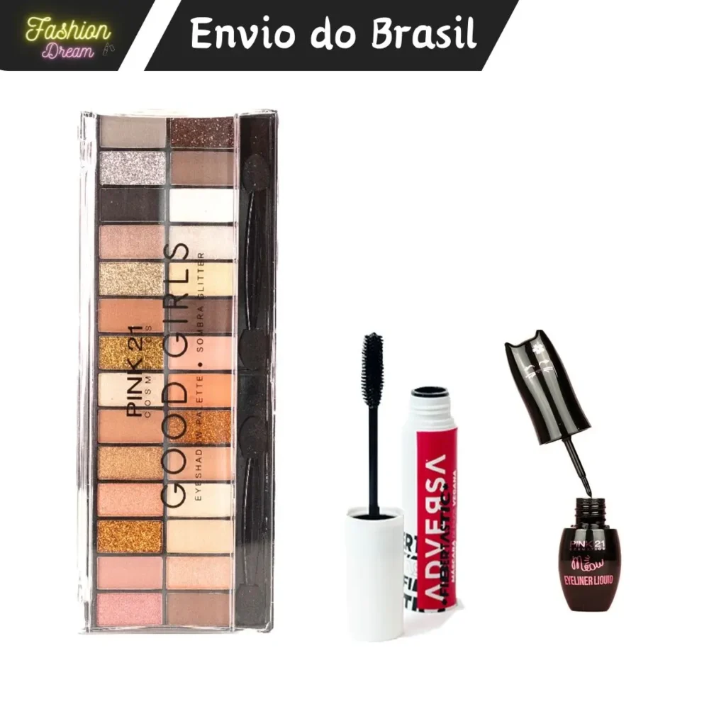 KIT de Maquiagem para olhos: Máscara de cílios - ADVERSA, Delineador Meow